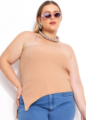 Marguerite - Blusa sem Alças Bege em Tricô Modal - MARGUERITE