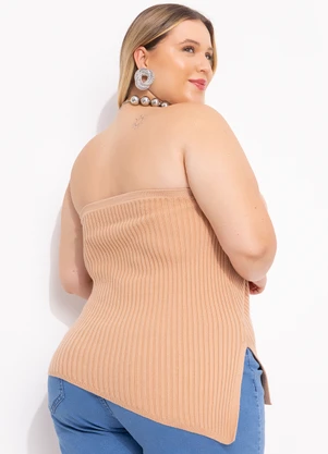 Marguerite - Blusa sem Alças Bege em Tricô Modal - MARGUERITE