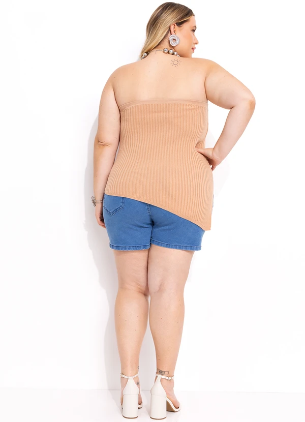 Marguerite - Blusa sem Alças Bege em Tricô Modal 5