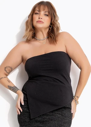 Marguerite - Blusa Top sem Alça  Preto em Cotton - MARGUERITE