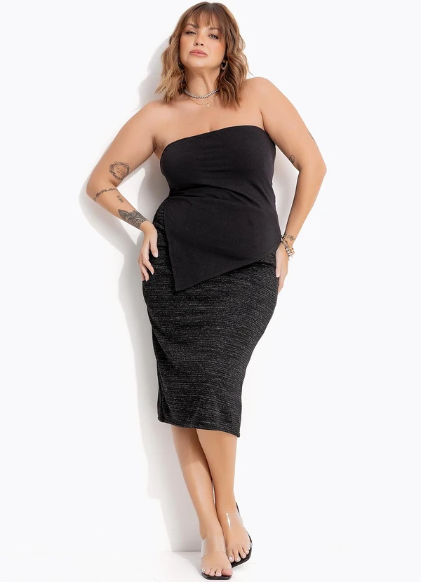 Marguerite - Blusa Top sem Alça  Preto em Cotton 6