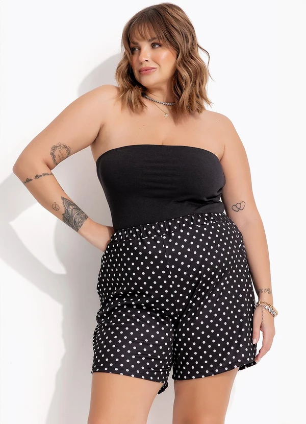 Marguerite - Blusa Top sem Alça  Preto em Cotton 9