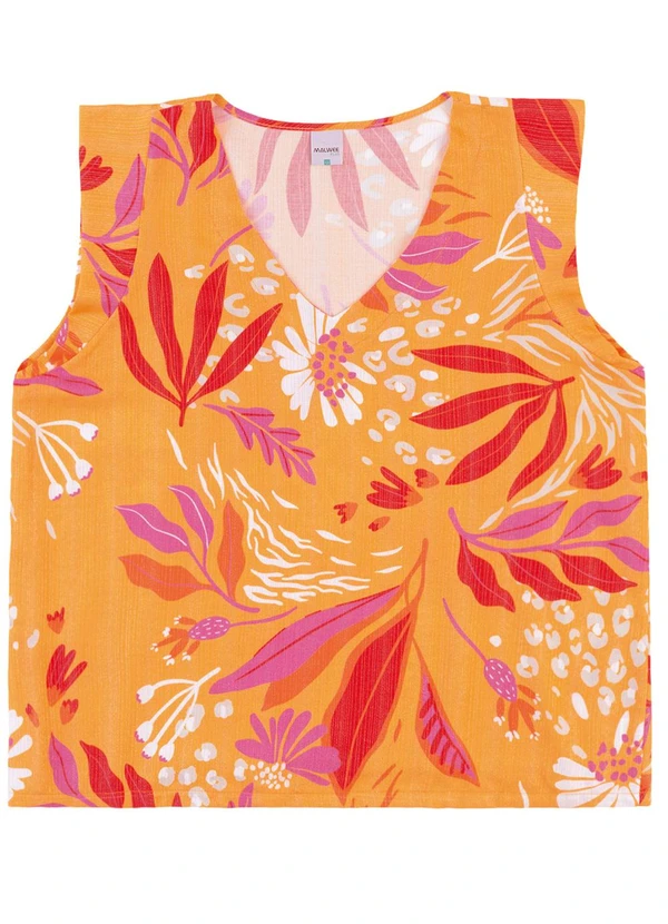Malwee - Blusa Tropical em Viscose PlusLaranja 3