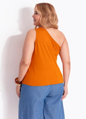 Marguerite - Blusa um Ombro Só Caramelo em Malha de Viscose com Elastano - MARGUERITE