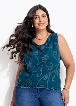 Blusa (Verde Escuro) em Tule Bordado