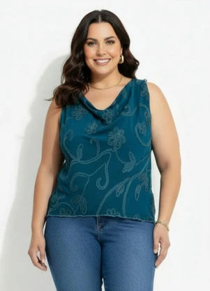 Marguerite - Blusa Verde Escuro em Tule Bordado - MARGUERITE