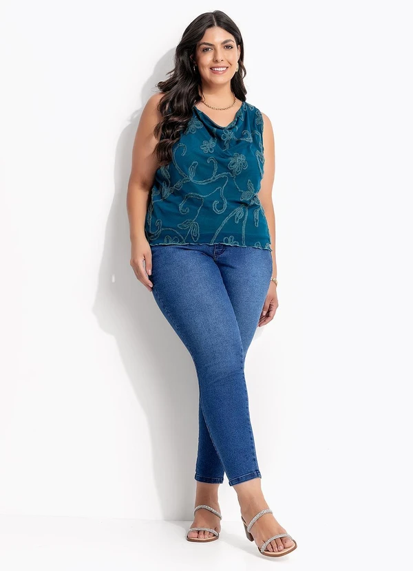 Marguerite - Blusa Verde Escuro em Tule Bordado 6