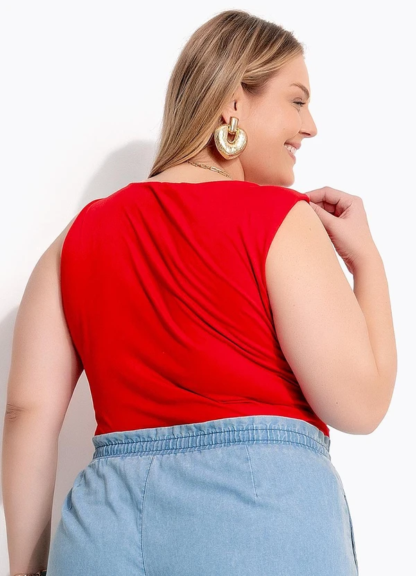Marguerite - Blusa Vermelho em Malha Suede 6