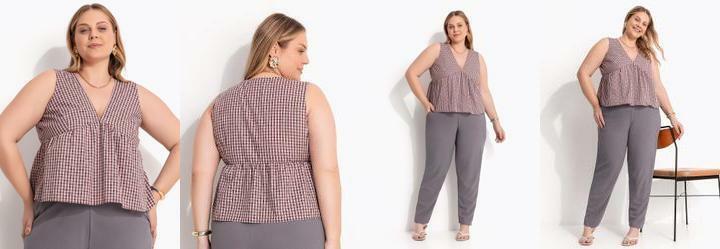 Blusa Vichy Mini em Voil Devore