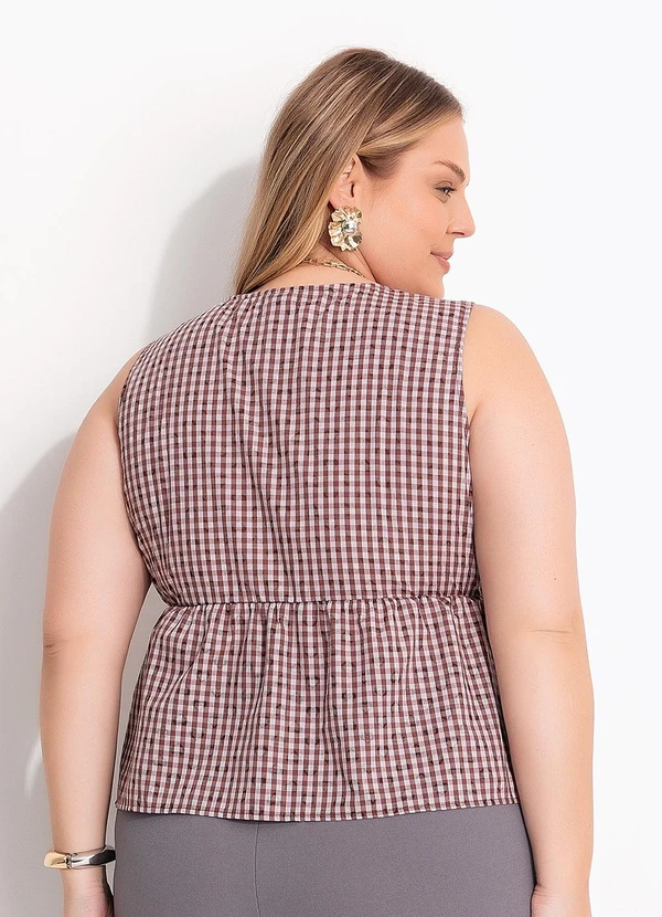 Marguerite - Blusa Vichy Mini em Voil Devore 2