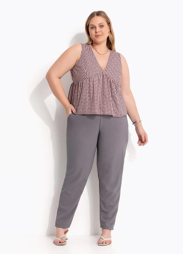 Marguerite - Blusa Vichy Mini em Voil Devore