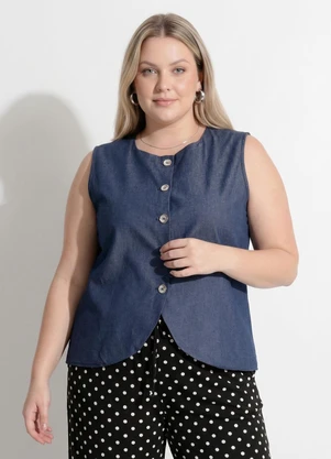 Marguerite - Colete Azul em Jeans Leve - MARGUERITE