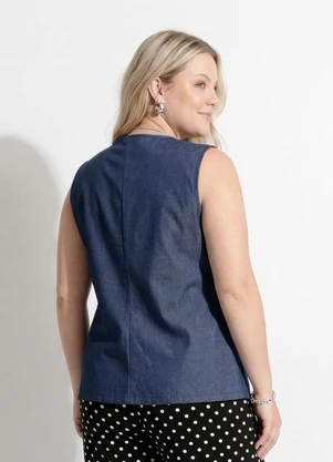 Marguerite - Colete Azul em Jeans Leve - MARGUERITE