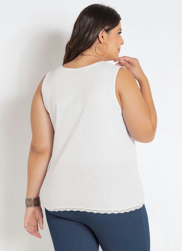 Marguerite - Regata Branca com Renda Plus Size 5