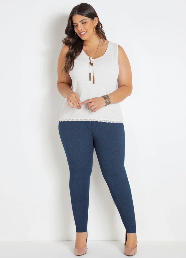 Marguerite - Regata Branca com Renda Plus Size 6