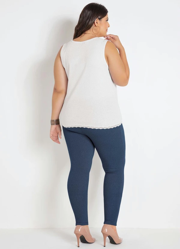 Marguerite - Regata Branca com Renda Plus Size 7