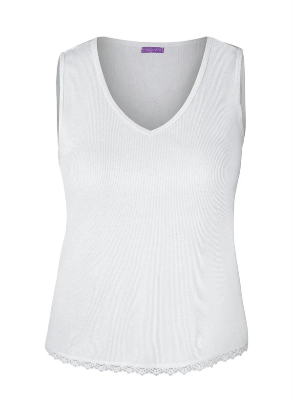 Marguerite - Regata Branca com Renda Plus Size 8