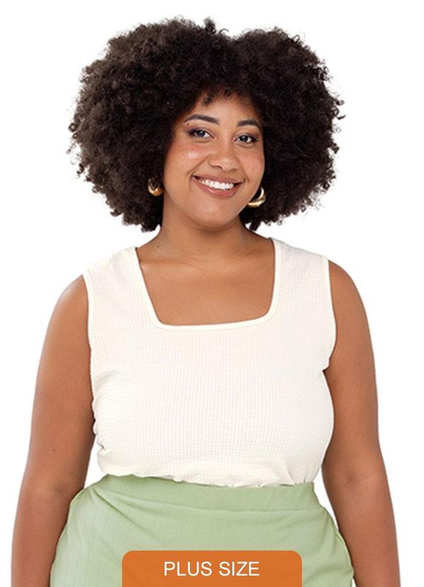 Rezzato - Regata Decote Quadrado Adulto Plus Size Branco