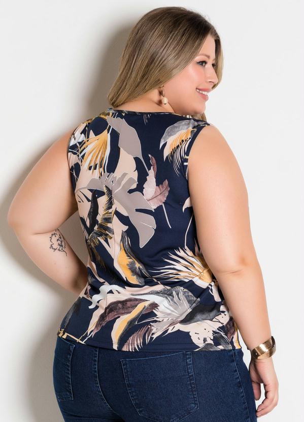 Marguerite - Regata Folhagem com Decote V Plus Size 2