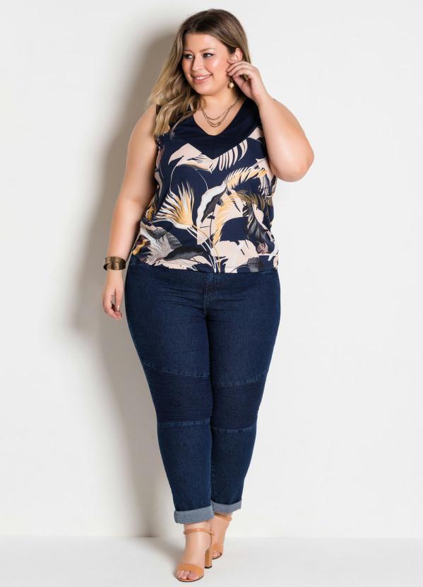 Marguerite - Regata Folhagem com Decote V Plus Size 3
