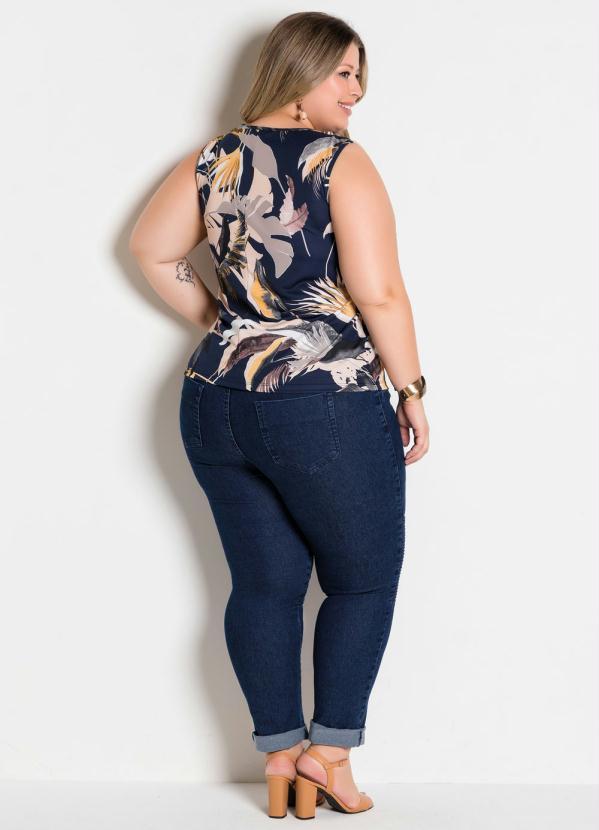 Marguerite - Regata Folhagem com Decote V Plus Size 4