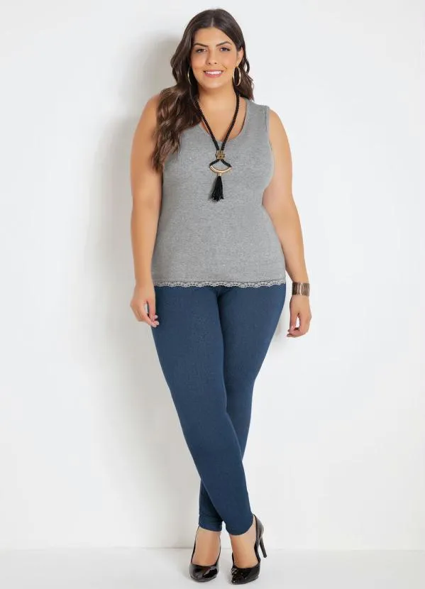 Marguerite - Regata Mescla com Renda Plus Size 3