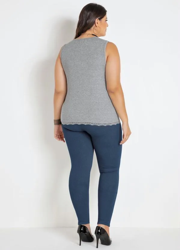 Marguerite - Regata Mescla com Renda Plus Size 4