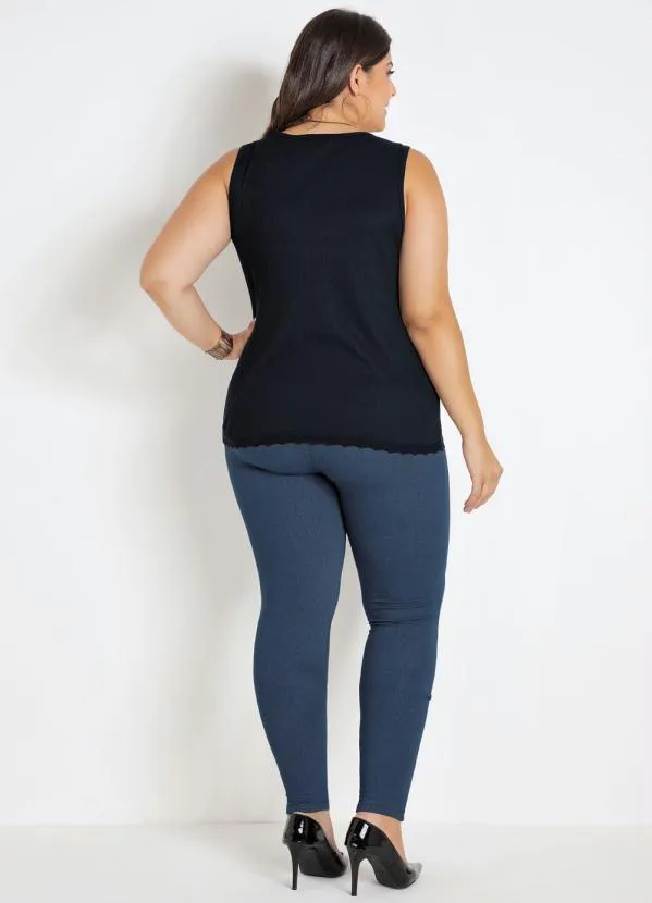 Marguerite - Regata Preta com Renda Plus Size 5