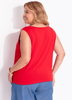 Marguerite - Regata Vermelha com Babado em Malha de Viscose com Elastano - MARGUERITE