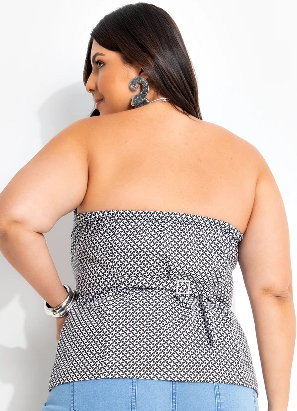 Marguerite - Blusa Xadrez Preto e Branco em Malha Piquet 2