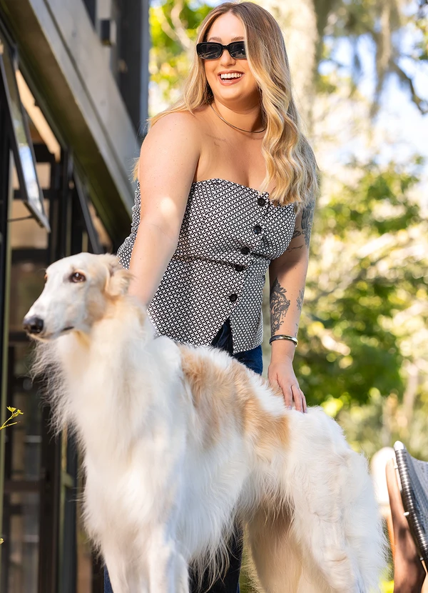 Marguerite - Blusa Xadrez Preto e Branco em Malha Piquet 5