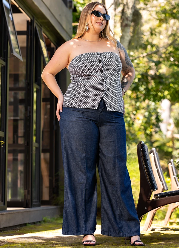 Marguerite - Blusa Xadrez Preto e Branco em Malha Piquet 7