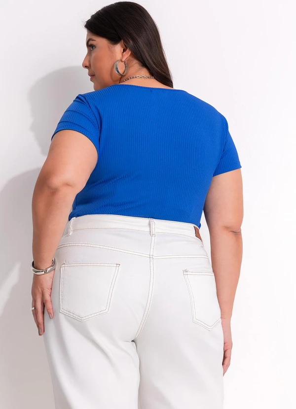 Marguerite - Blusa Azul Royal em Canelado 5