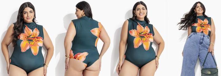 Body Lrio Laranja em Malha Fria