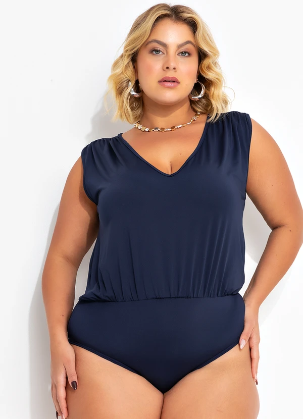 Marguerite - Body Azul Escuro em Malha Fria