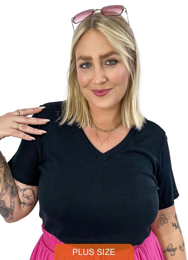 Miss Masy Plus - Body Feminino Plus Size Lola Preto