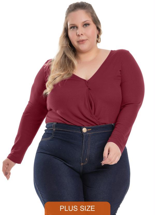 Miss Masy Plus - Body Feminino Transpassado Bordo