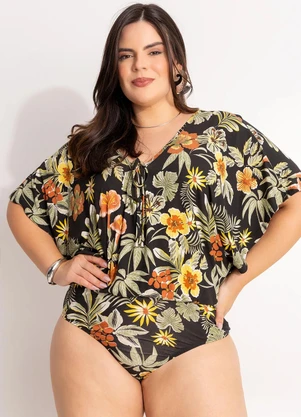 Marguerite - Body Floral Desenhado em Malha de Viscose - MARGUERITE