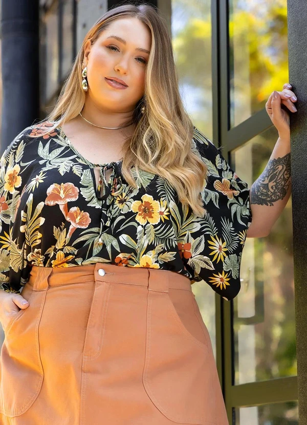 Marguerite - Body Floral Desenhado em Malha de Viscose 14