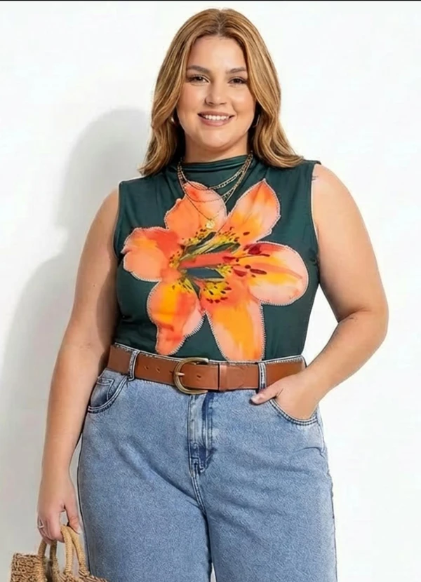 Marguerite - Body  Lírio Laranja em Malha Fria