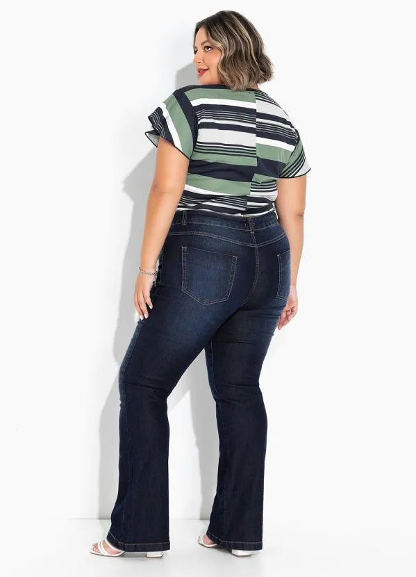 Marguerite - Body Listras Verde com Mangas Amplas Plus Size 4