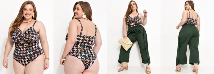 Body Pied Poule Colorido em Malha Fria