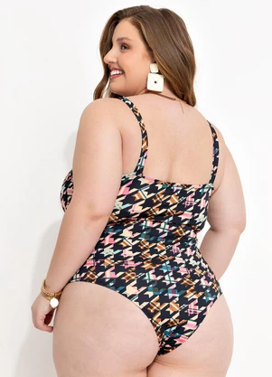 Marguerite - Body Pied Poule Colorido em Malha Fria - MARGUERITE