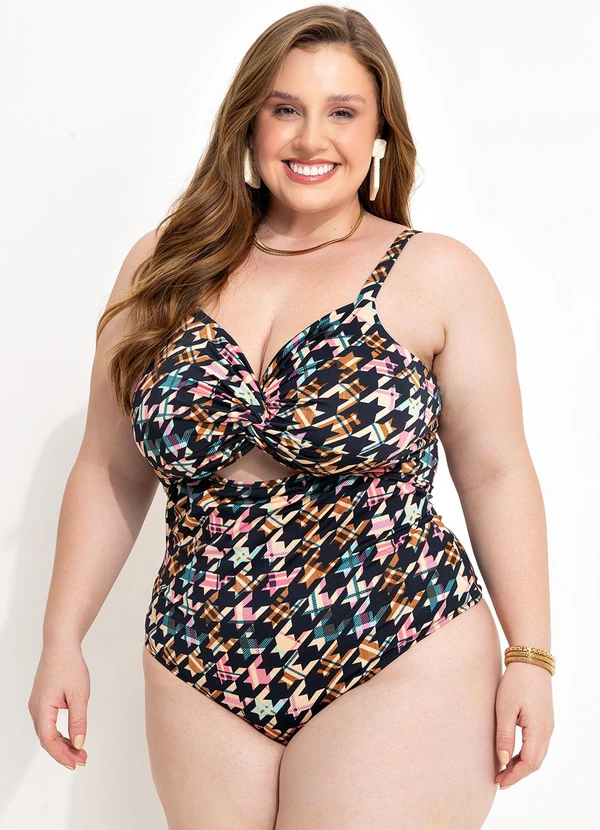 Marguerite - Body Pied Poule Colorido em Malha Fria