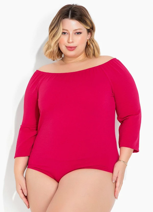 Marguerite - Body Pink em Malha Anarruga Plus Size
