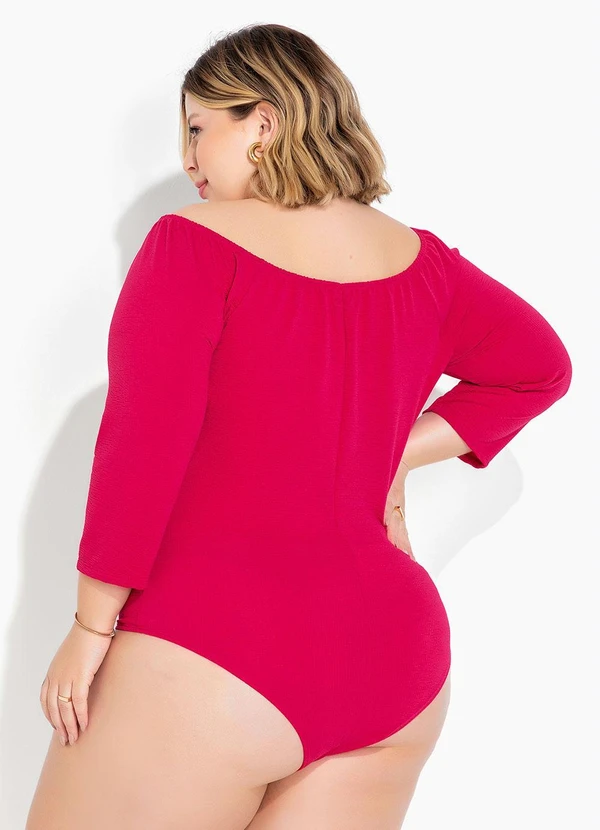 Marguerite - Body Pink em Malha Anarruga Plus Size 2