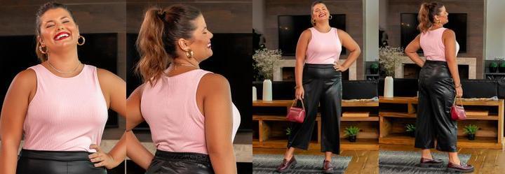 Body Rosa em Canelado