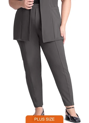 Outlet - Calça Alfaiataria Plus Size Feminino Cinza - OUTLET