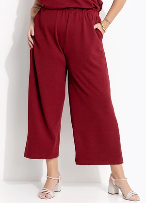 Marguerite - Calça Bordô em Malha Anarruga - MARGUERITE