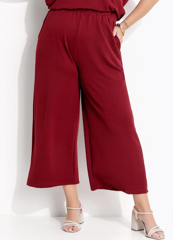 Marguerite - Calça Bordô em Malha Anarruga 7